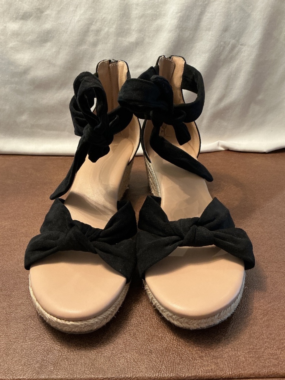 Sz 11 Women’s Sandals Espadrille Suede Upper Memory Foam Black Euro-Summer Shoe - Picture 4 of 12